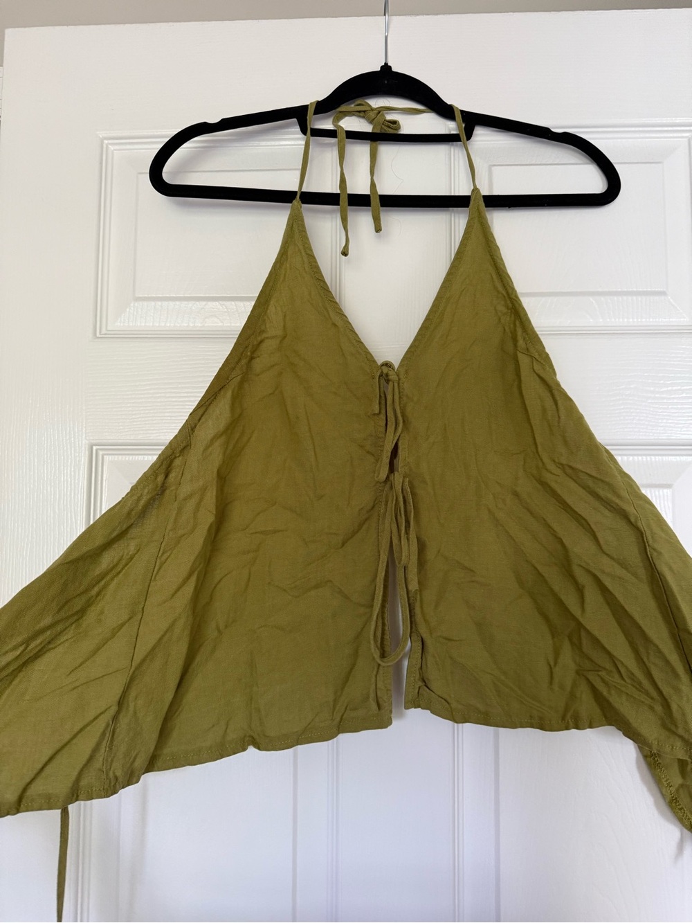 Edikted Olive Green Halter Tie-Front Tank Top and matching shorts